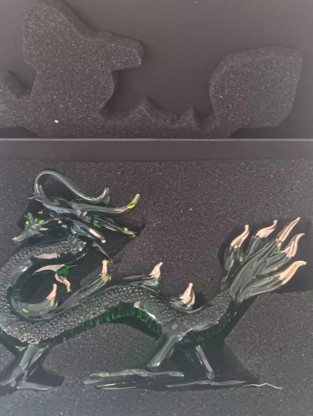 Green Glass Dragon Figurine - Decorative Reptile Accent
